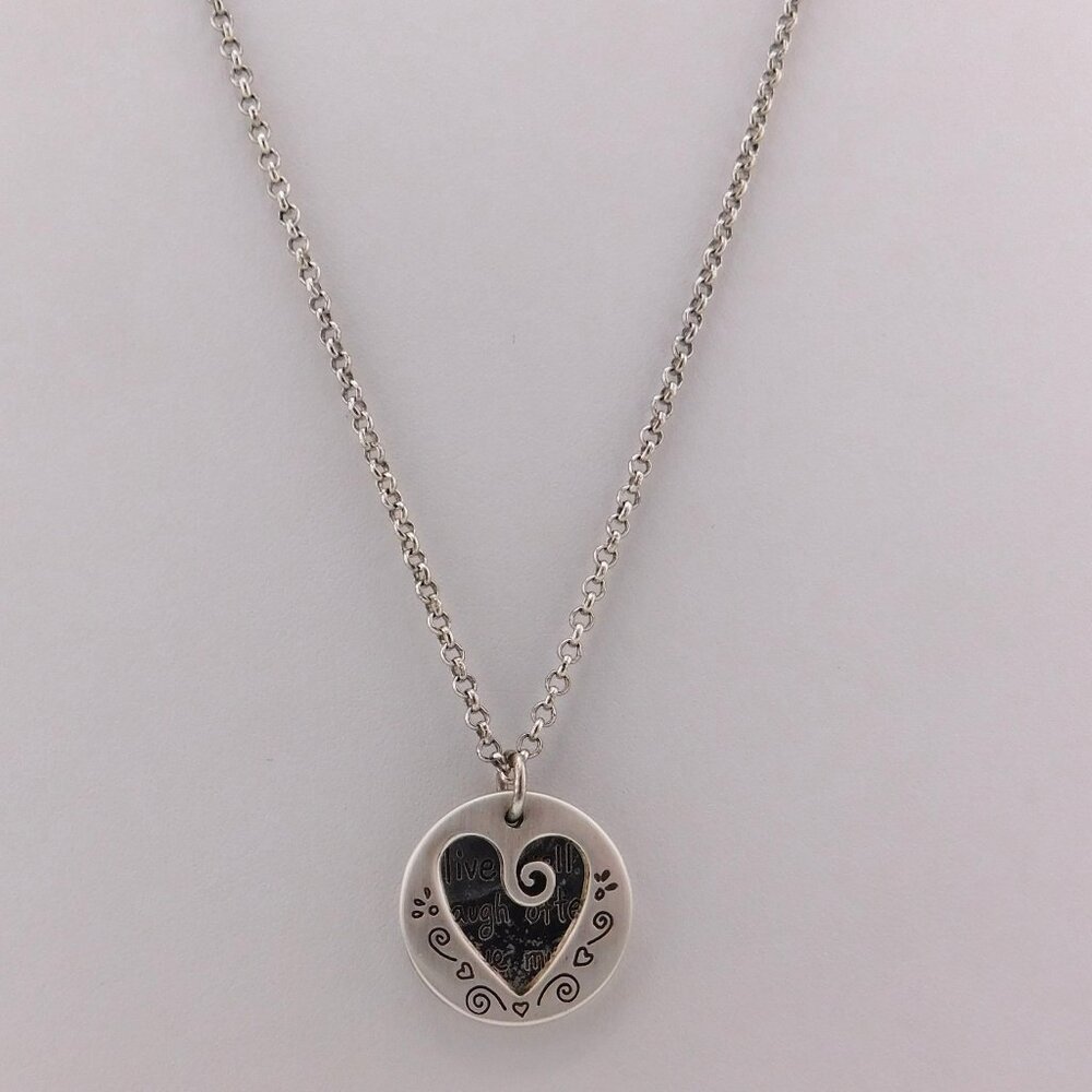 BRIGHTON QUOTE - HEART Live Well Love Laugh Silver Pendant NECKLACE - Picture 4 of 4